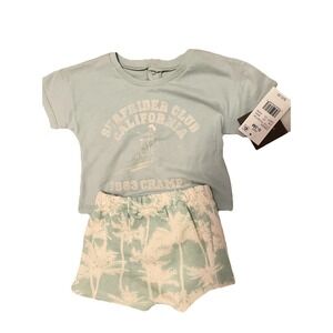NWT Grayson mini Baby 0-3 Months Palm Tree Beach Surf Shorts Set Soft 2 Piece